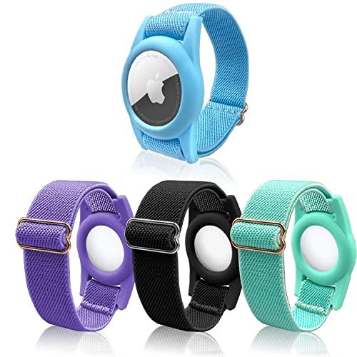 VEGO AirTag Bracelet for Kids, 2 Pack Silicone Watch Bands + 4 Pack  Anti-Scratch Films for Kids, Metal Studs Anti-dropping Wristband for Apple  AirTag