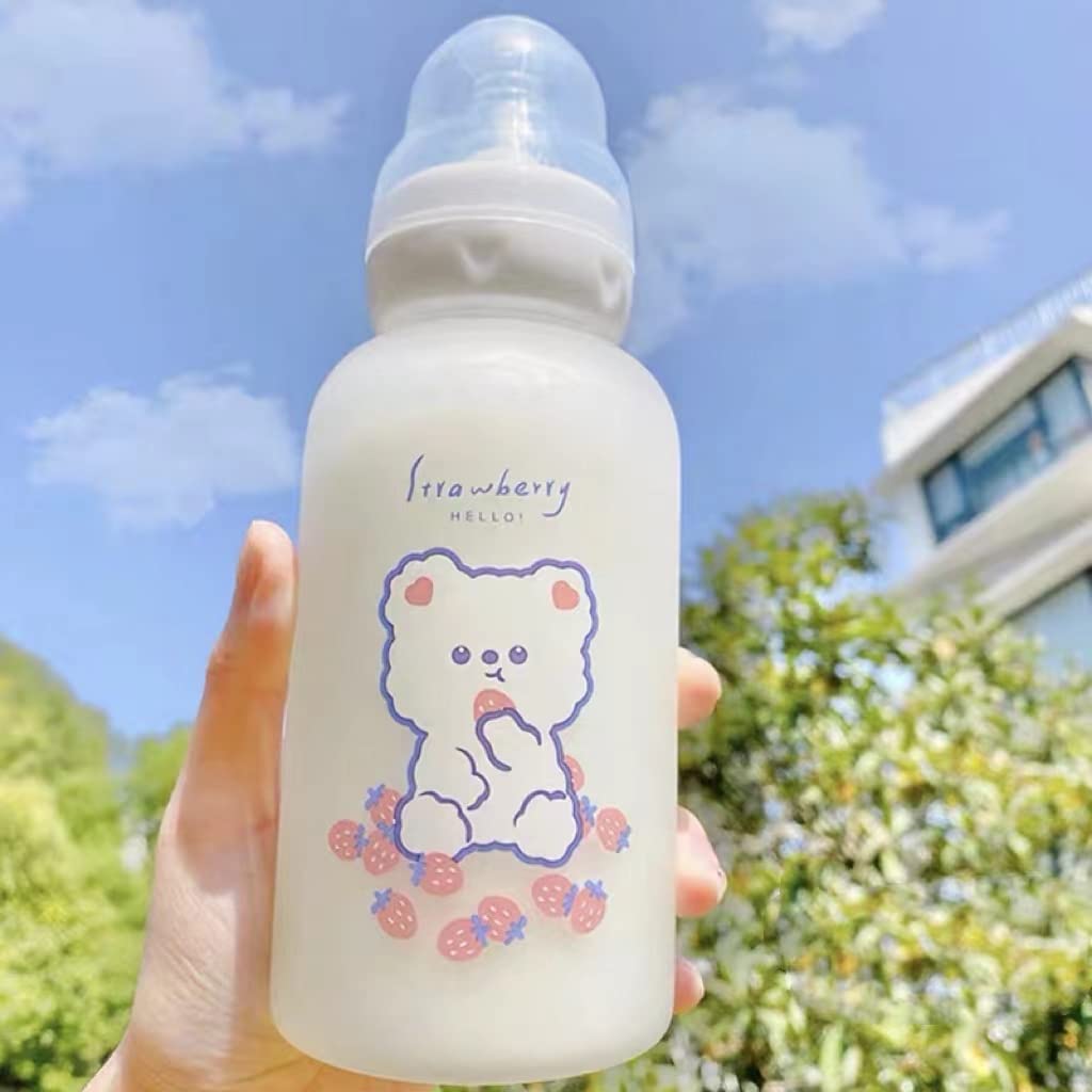 Cute Bear Water Bottle For Girls Kids Kawaii Plastic School Juice Milk Tea  Shaker Drinking Bottle