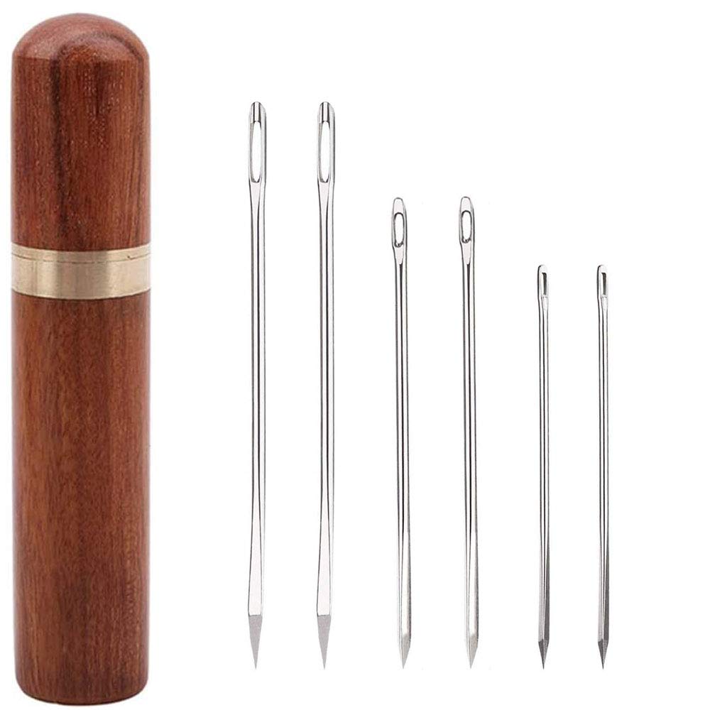 yklbpd 6 Pieces Sharp Leather Large Eye Needles Triangular Needles