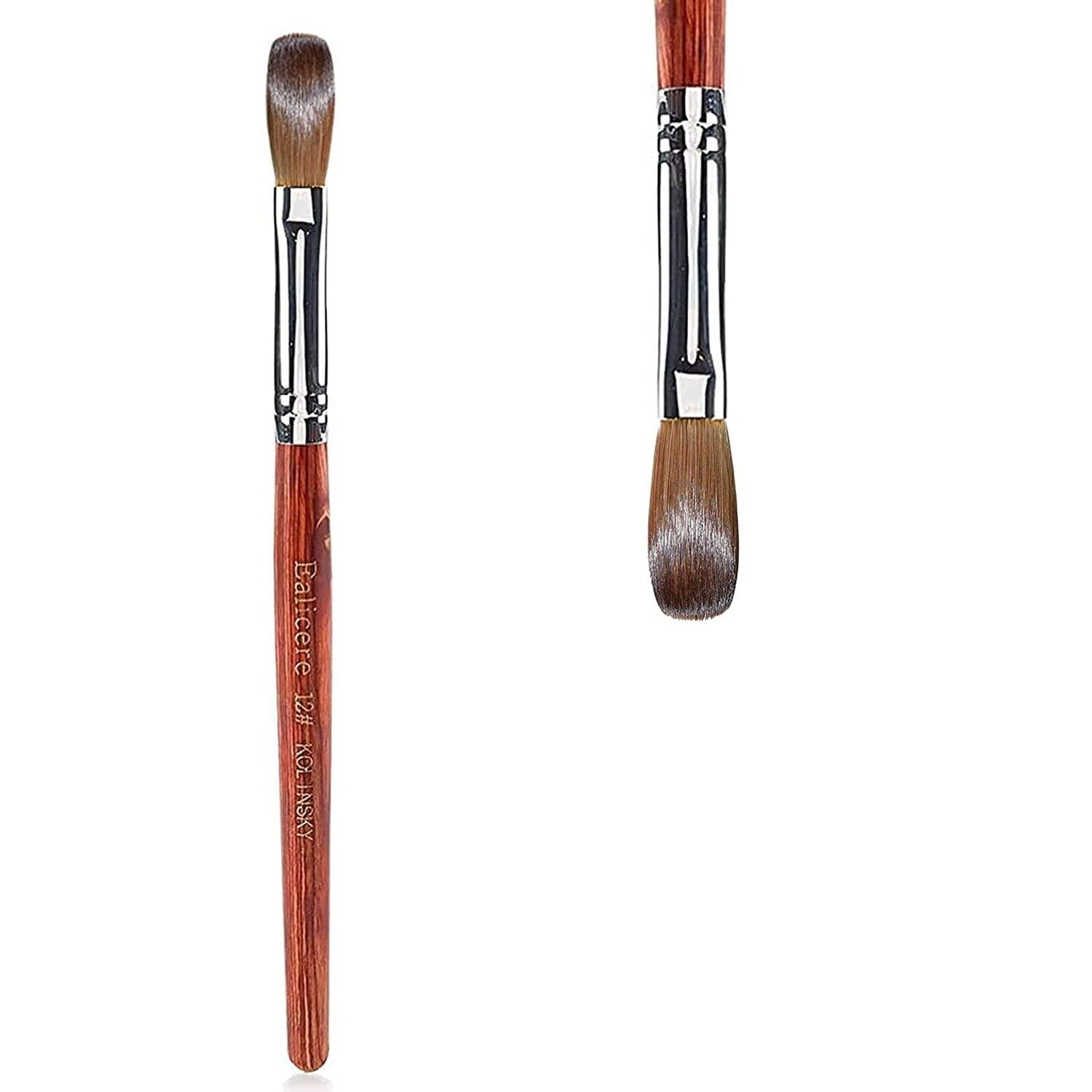 Oval Crimped Mahogany Wood Kolinsky Brush with Silver Ferrule