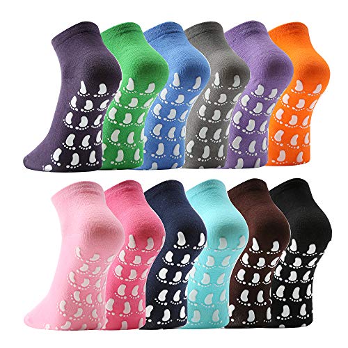 12pairs/set Women's Fall/winter Warm Fleece Ankle-high Non-slip Socks With  Grippers For Hospital Indoor Home Use