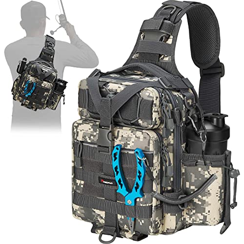 Piscifun Fishing Tackle Bag with Rod & Gear Holder Lightweight Sling Tackle  S