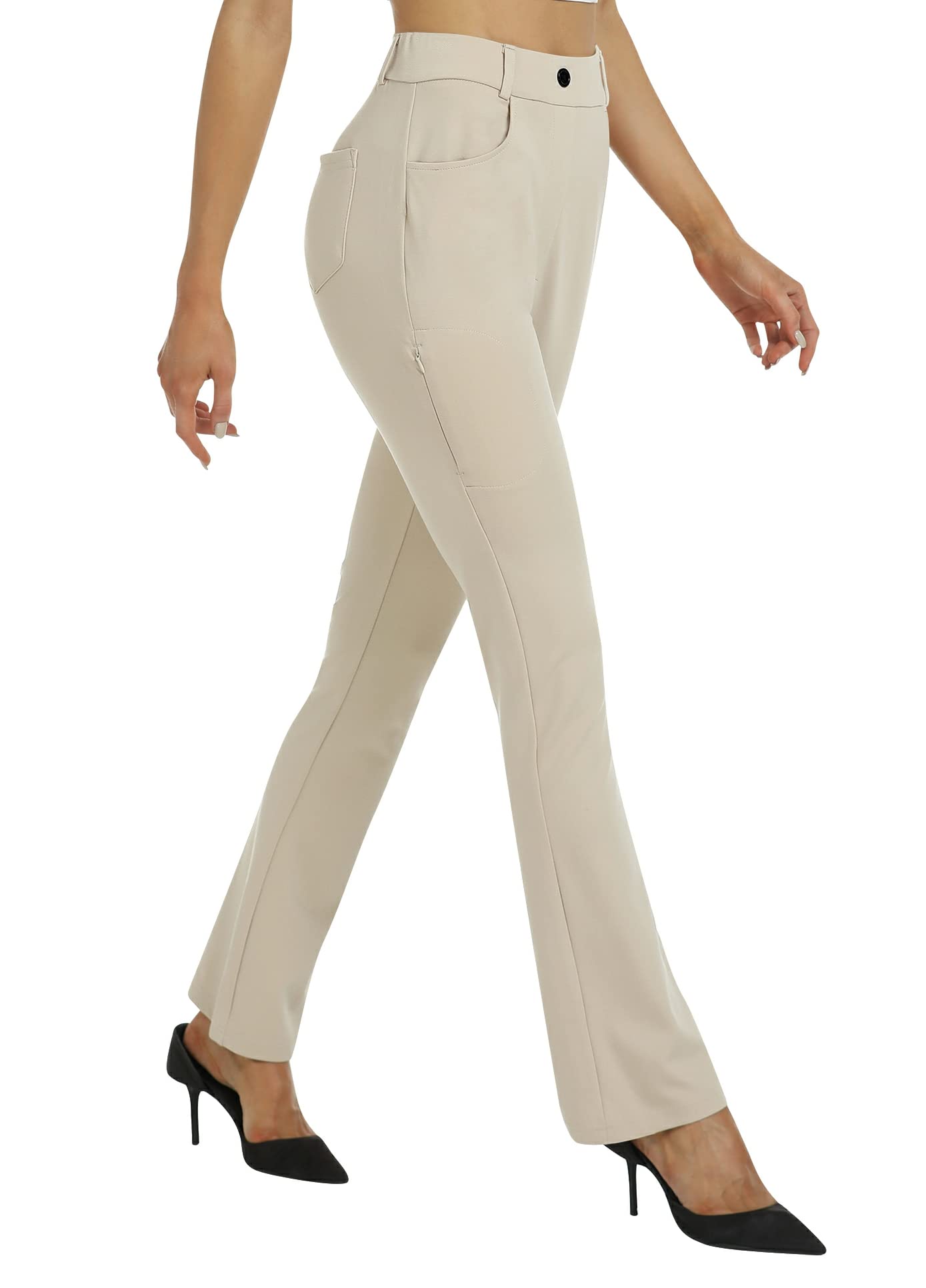 Women's Dress Pants Modern Fit High Waisted Stretchy Bootcut Trousers  Straight Leg Work Business Suit Pants