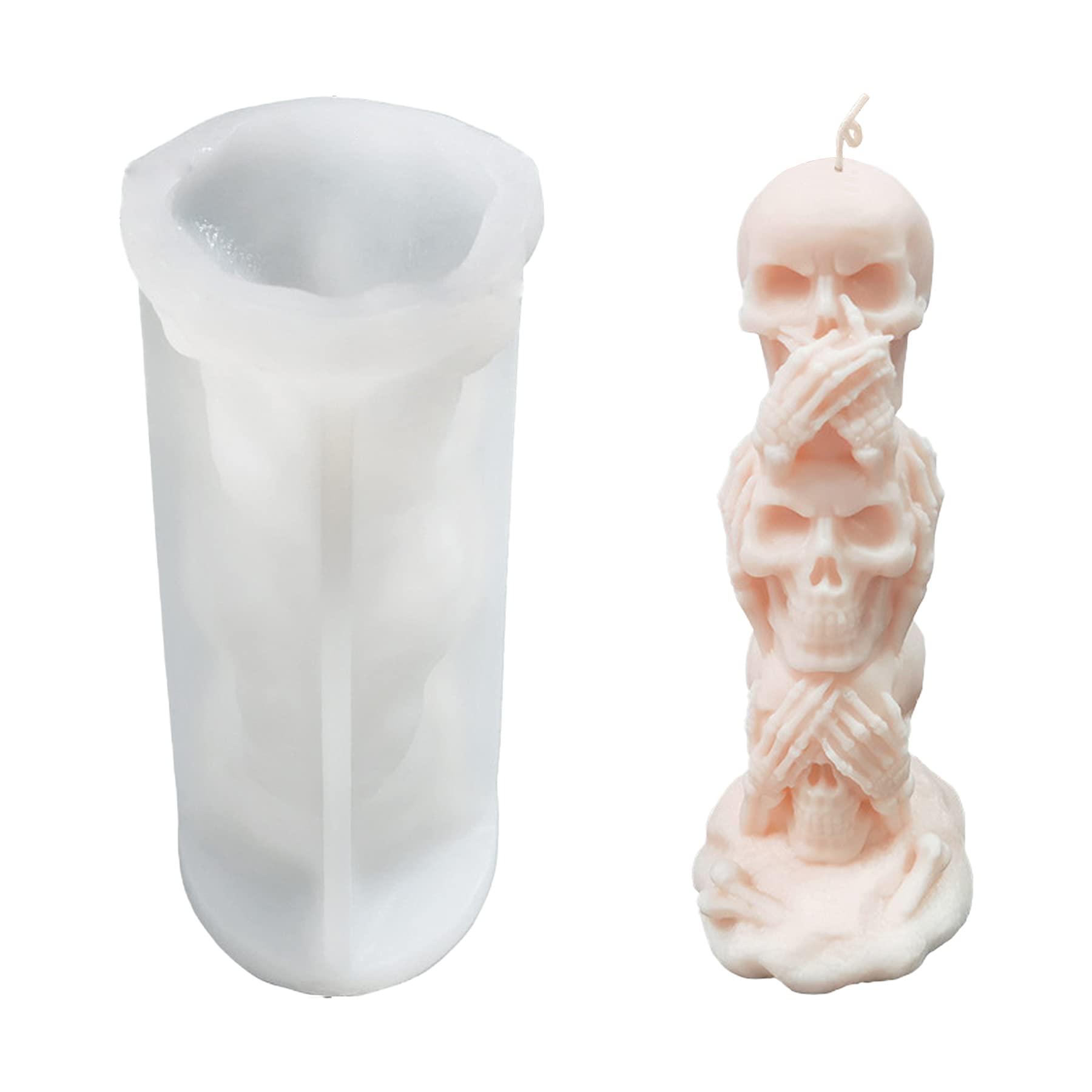3d Skull Silicone Candle Mold Diy Soap Plaster Resin Clay