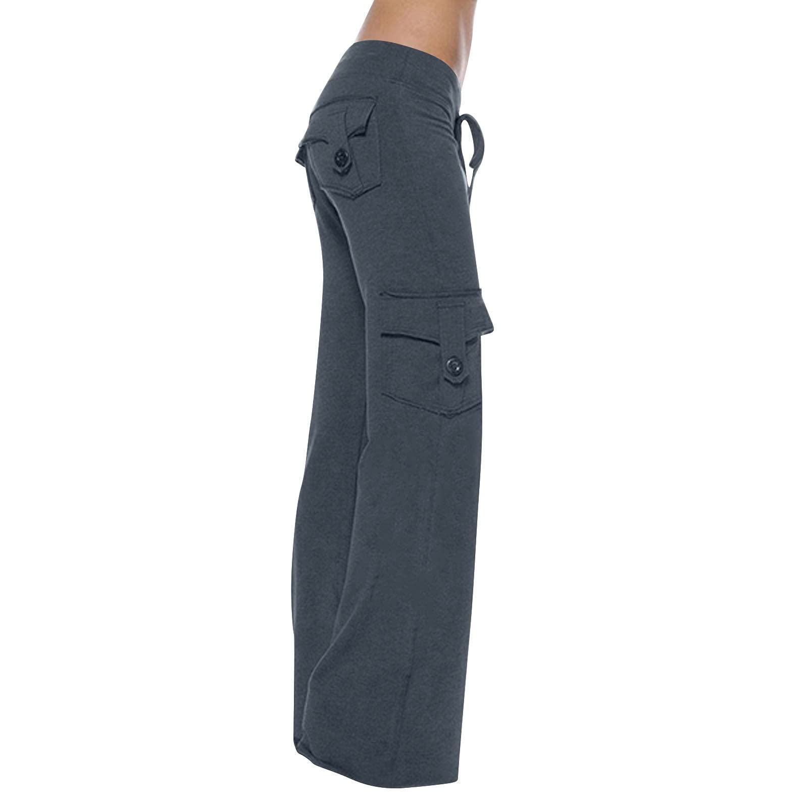 Baggy Parachute Pants for Women Drawstring Elastic High Waist Cargo Pants  Multiple Pockets Jogger Y2K Pants
