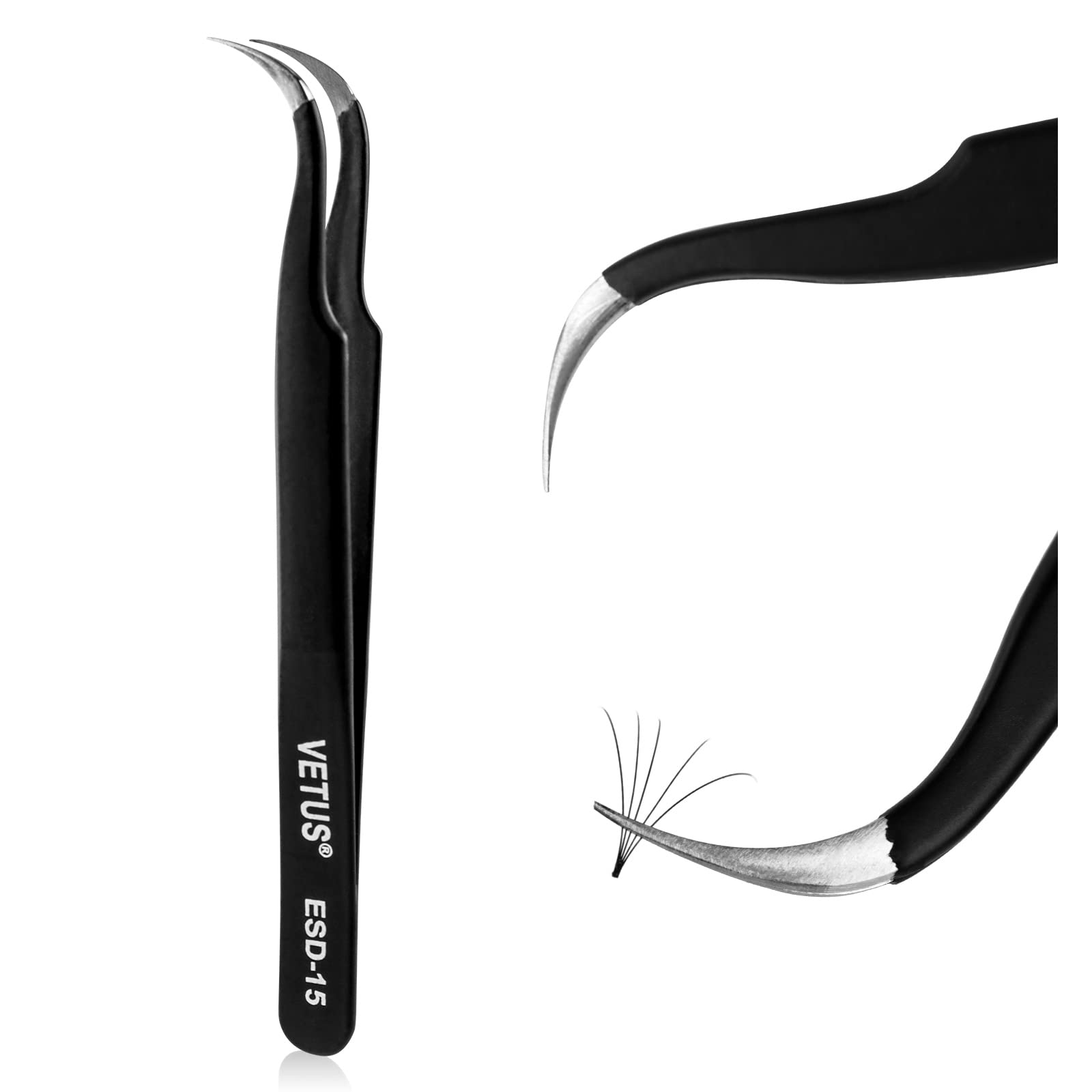 Vetus Pro ESD Safe Fine Tip Curved Tweezers - ESD-15 - www