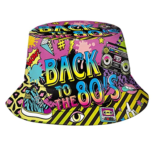 Fashion Retro 80s 90s Bucket Hat for Men Women Funny Summer Beach