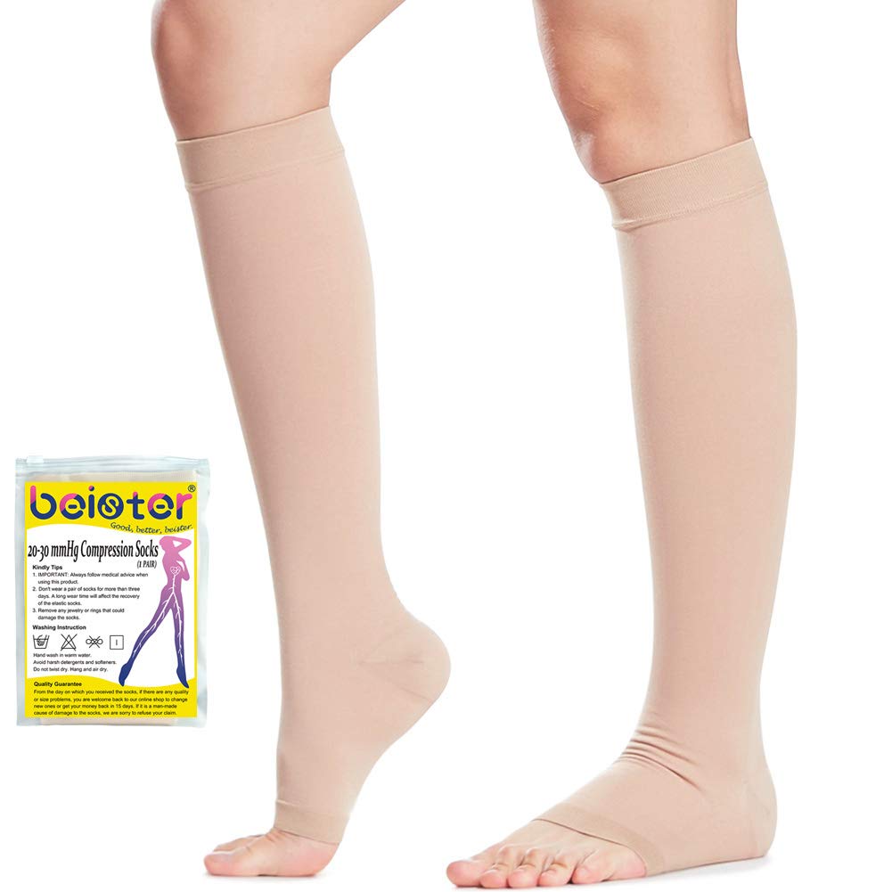 Beister Medical Open Toe Knee High Calf Compression Socks for