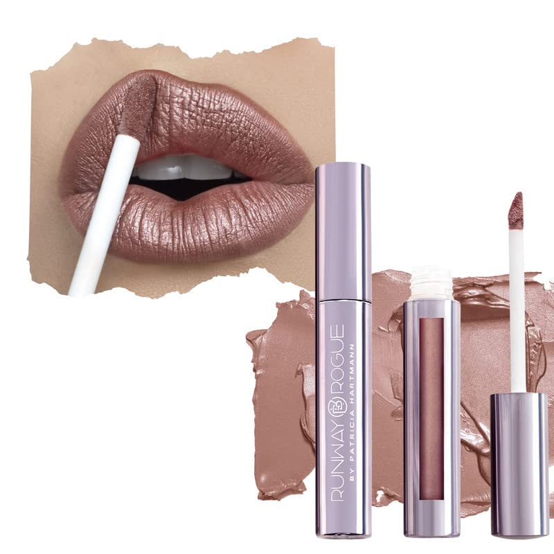 Runway Rogue Pearl Glam Shimmer Liquid Lipstick Long Wear Nudedark Pink Lip Color With Shimmer 