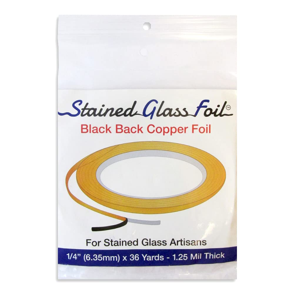 Stained Glass 1/4 Copper Foil - Black Back - 1.25 Mil. Thick