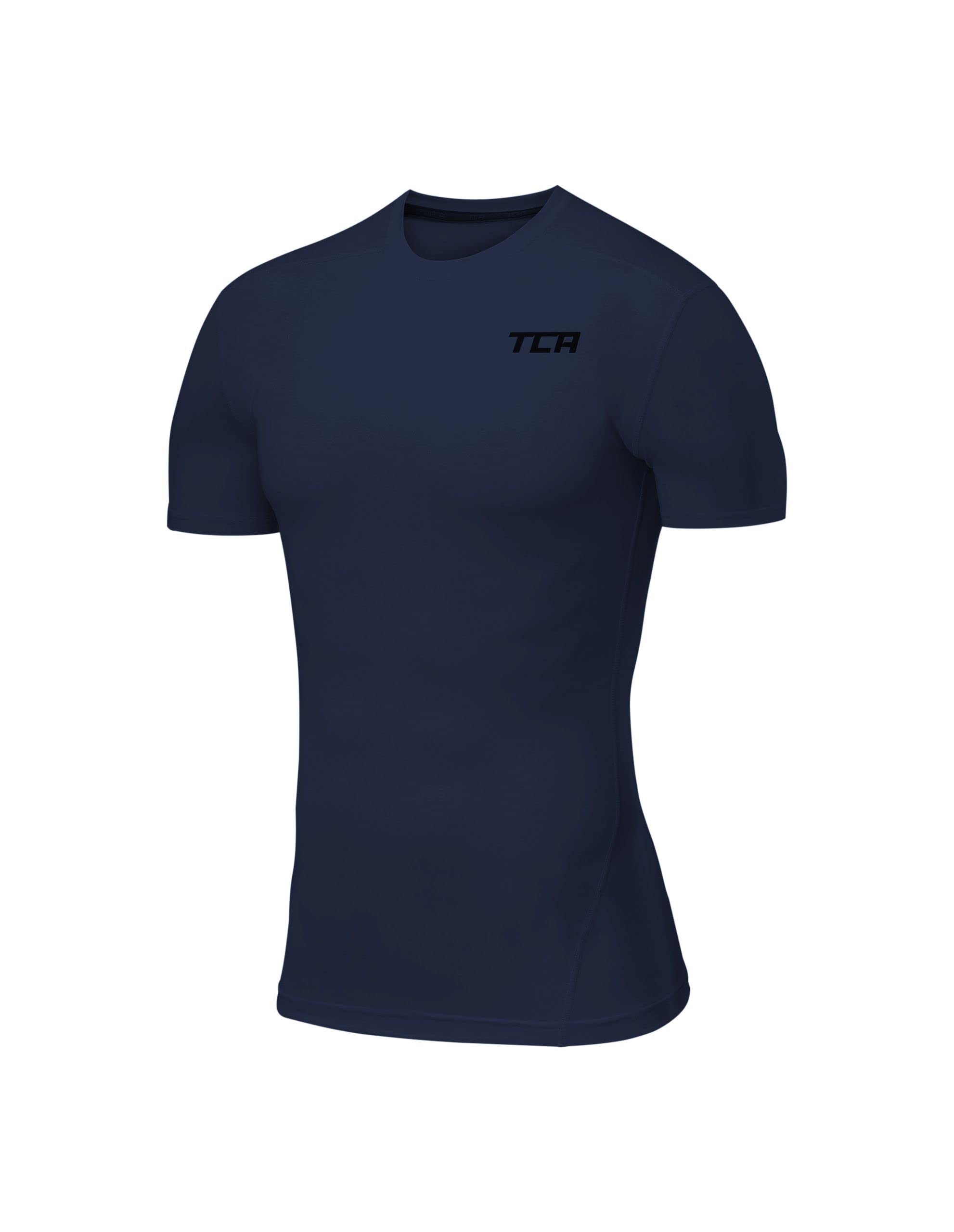 TCA Men's & Boys' Pro Performance Compression Base Layer Short Sleeve  Thermal Top Navy Eclipse 12-14 Years