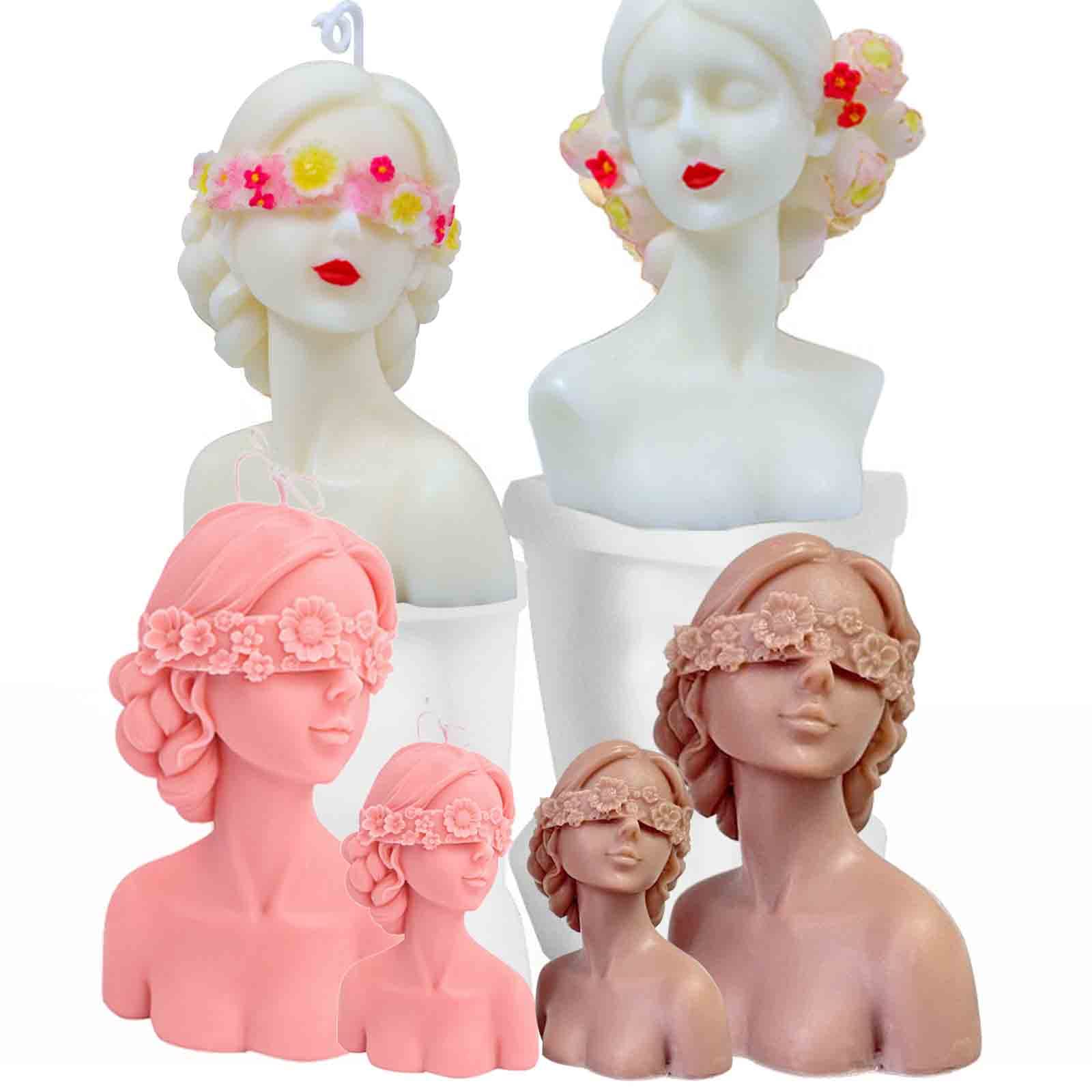 3D Candle Molds for Candle Making, Silicone Candle Molds Closed Eye Girl  and Blindfold Girl Mold DIY Plaster Soap Craft - AliExpress