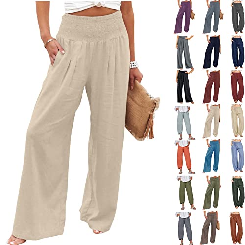 Women's Solid Color Loose Elastic Rayon Straight Leg Pants Comfortable  Business Casual Pants for Women : : Clothing, Shoes & Accessories