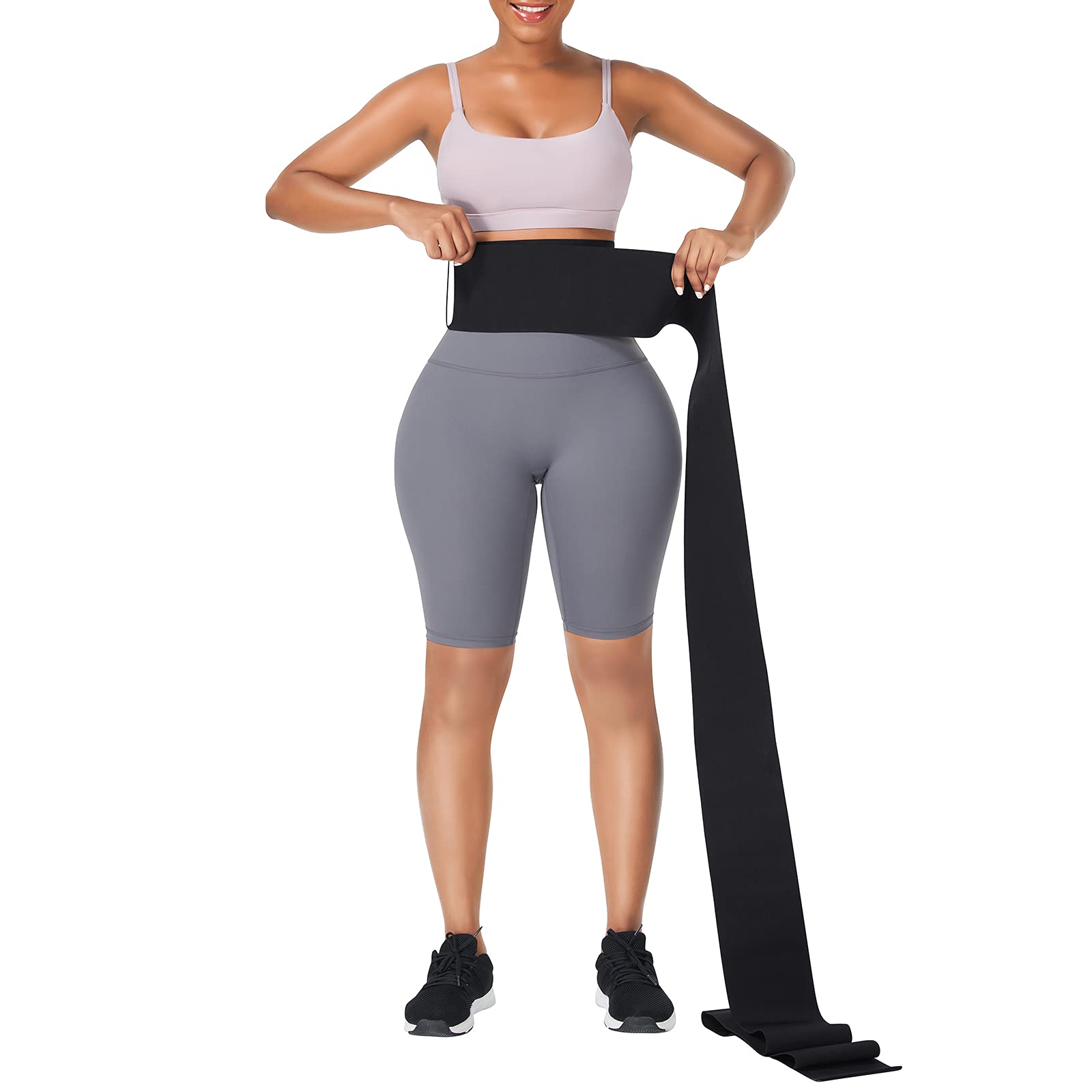 FeelinGirl Waist Trainer for Women Bandage Wrap Sauna Belt Long Torso Tummy  Wraps Belly Body Shaper Waist Trimmer Belt One Size Aa/Black - One Size
