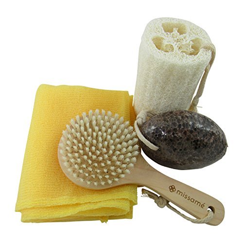 pumice stone and exfoliating loofah sponge