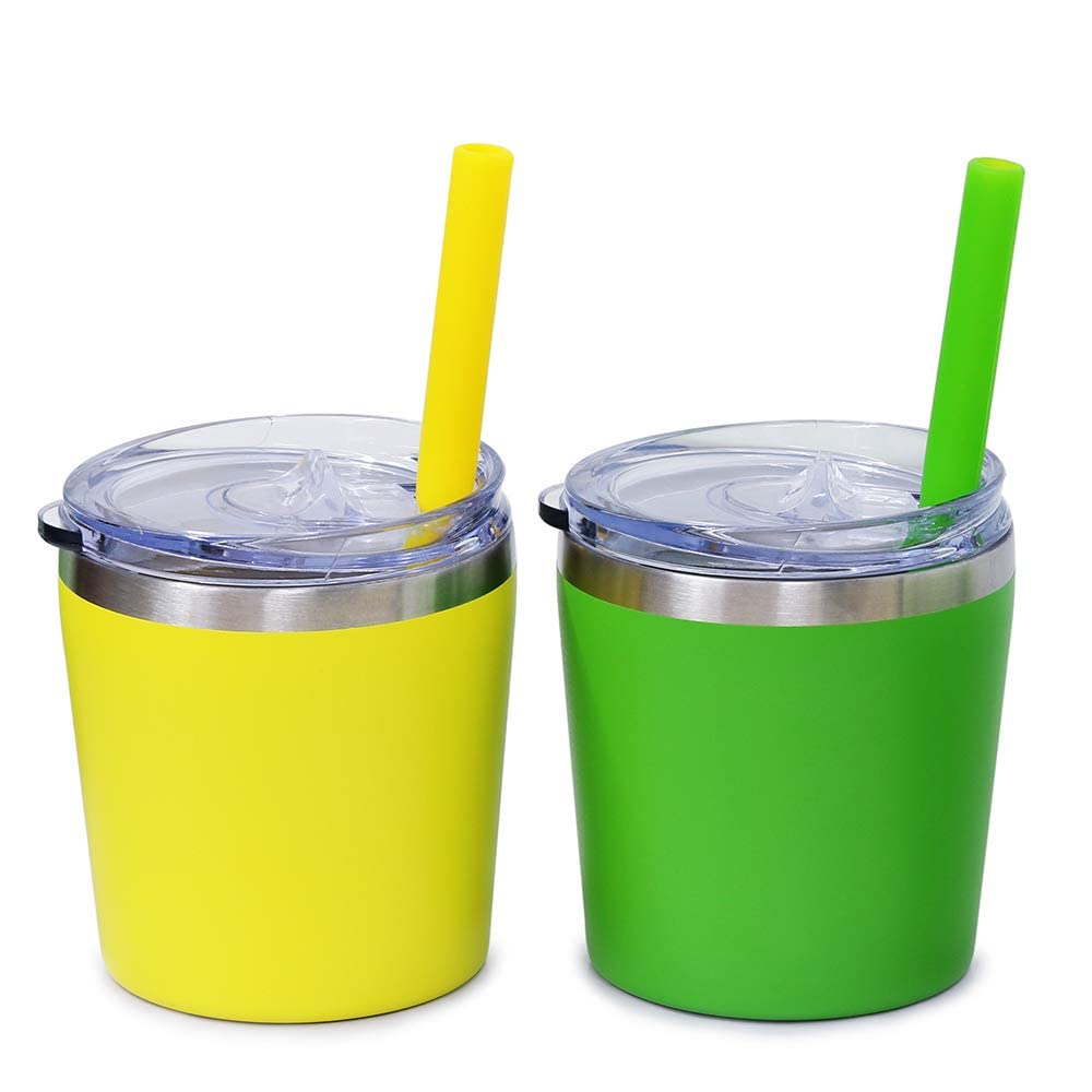 Kids Cups With Straws and Lids - 5 Kids Tumblers with Lids and