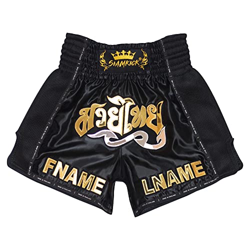 SIAMKICK Design Your Own Custom Muay Thai Shorts for Men & Women, Add Your  Name Boxing Kickboxing High-Grade MMA Fight Trunks Black Mesh XX-Large