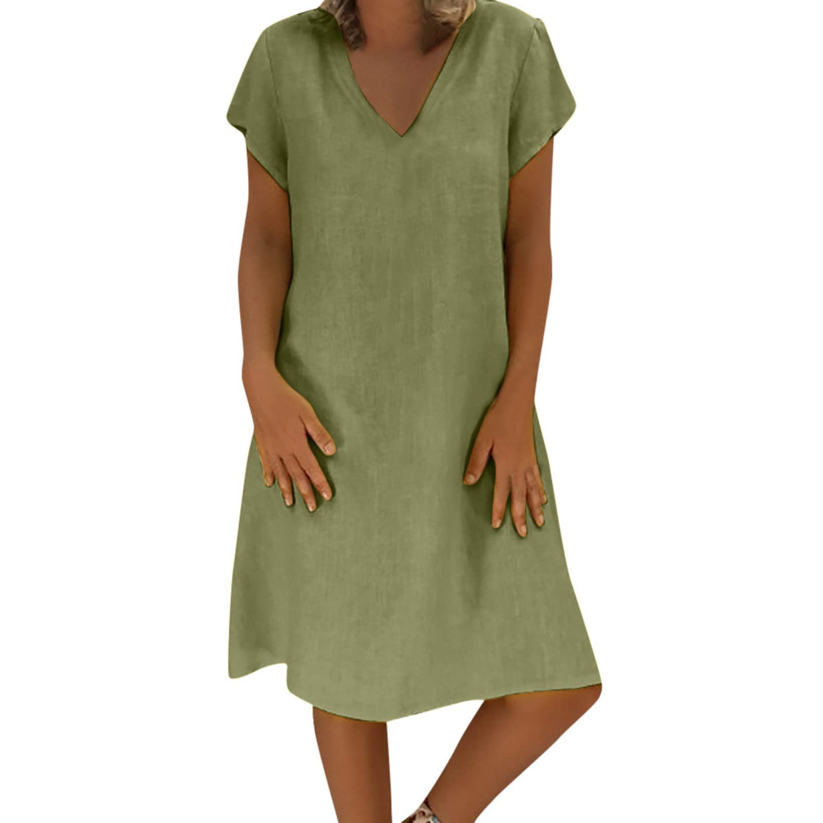 Linen Tunic Dress With Short Sleeves, Linen Tunic for Women, Plus