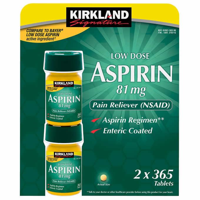 Kirkland Signature Low Dose Aspirin 81Mg 2 x 365 Tablets