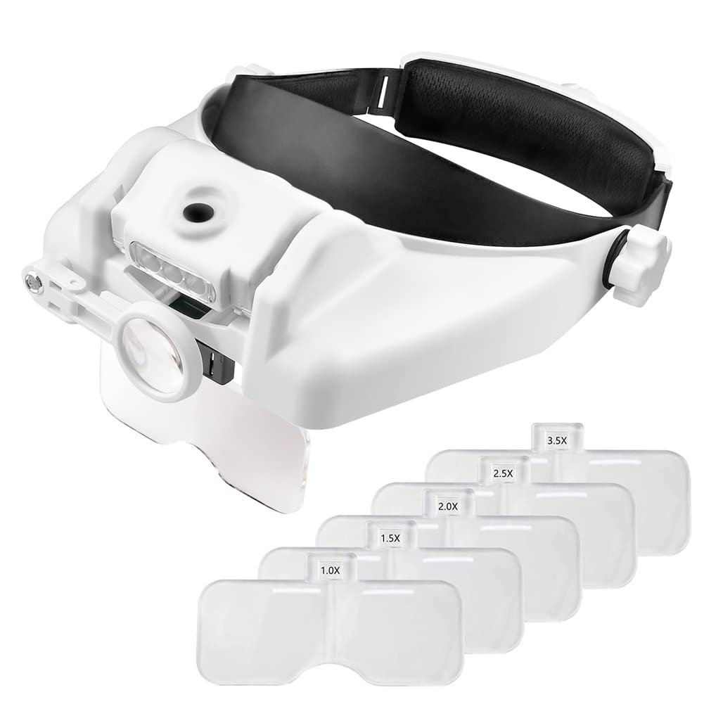 Headband Magnifier Led Light Head Lamp Magnifying Glass Jewelry Loupe With Led  Lights 1.5x 3 X 8.5x 10x - Buy Headband Magnifier Led Light Head Lamp  Magnifying Glass Jewelry Loupe With Led