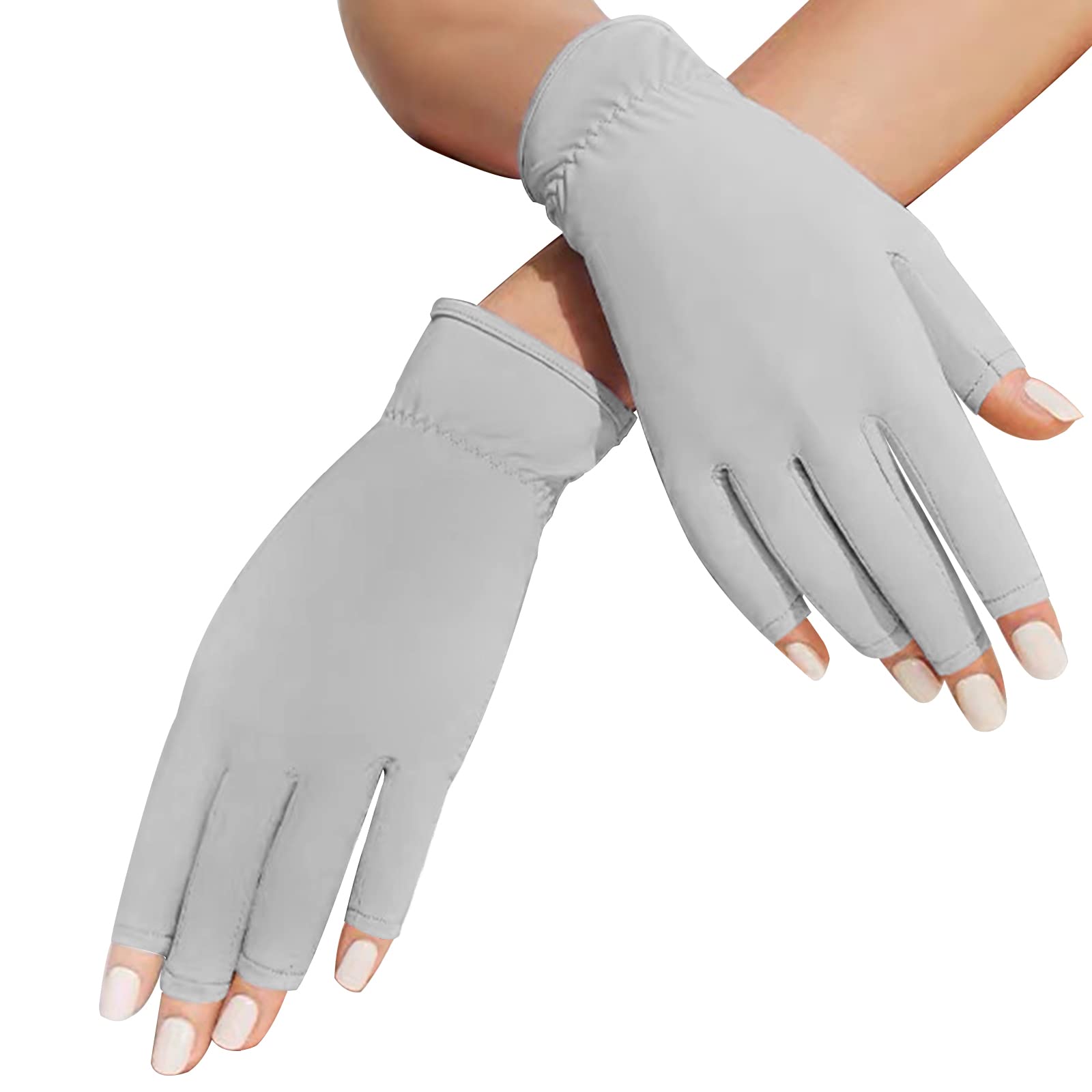 SayWow Fingerless Gloves Women Without Half Fingers Sun UV Protection UPF  50+ for Driving Gel