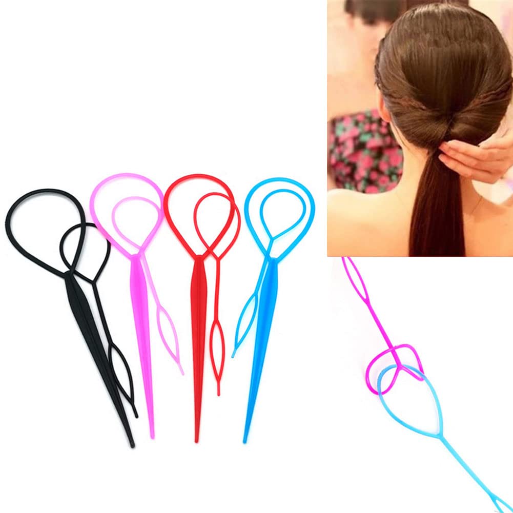 4 Pairs Hair Tail Tools Hair Braid Accessories Ponytail Maker for