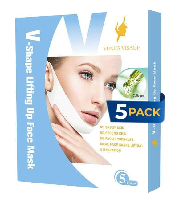 V-Shaped Slimming Mask Facial Gel Pad Care V-shape Double Chin Reducer Line  Contour Lifting Up Firming Moisturizing Great for Shaping, Tightening