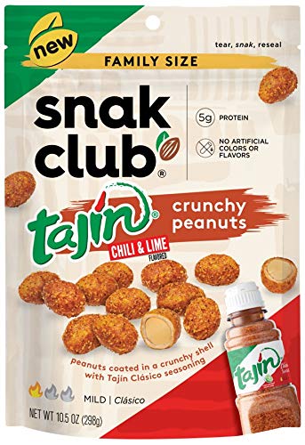 Snak Club Tajin Crunchy Peanuts, Mild Chili & Lime Flavor, Zesty