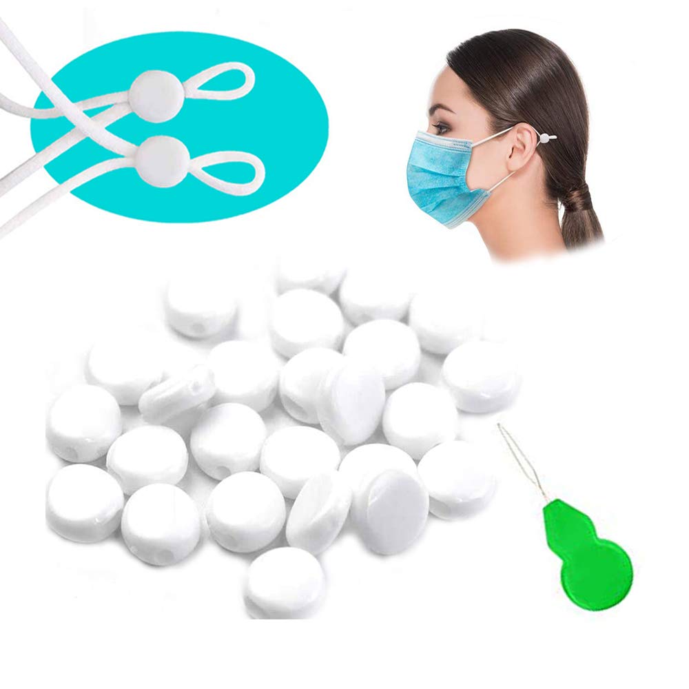 Toggles For Drawstrings Cord Locks Quality Plastic Silicone Elastic Cord  Adjuster Non Slip Stopper Adjustable Elastic Ear Loops Mask Adjuster, White