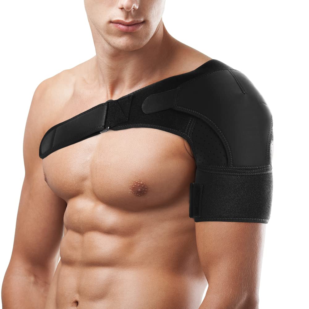 FITTOO Shoulder Support Brace Neoprene Straps Gym Sports Shoulder Brace -  Injury Recovery, Muscle Relief, Joint Protection - Unisex One Size Fits  Both Left or Right Shoulder : : Health & Personal