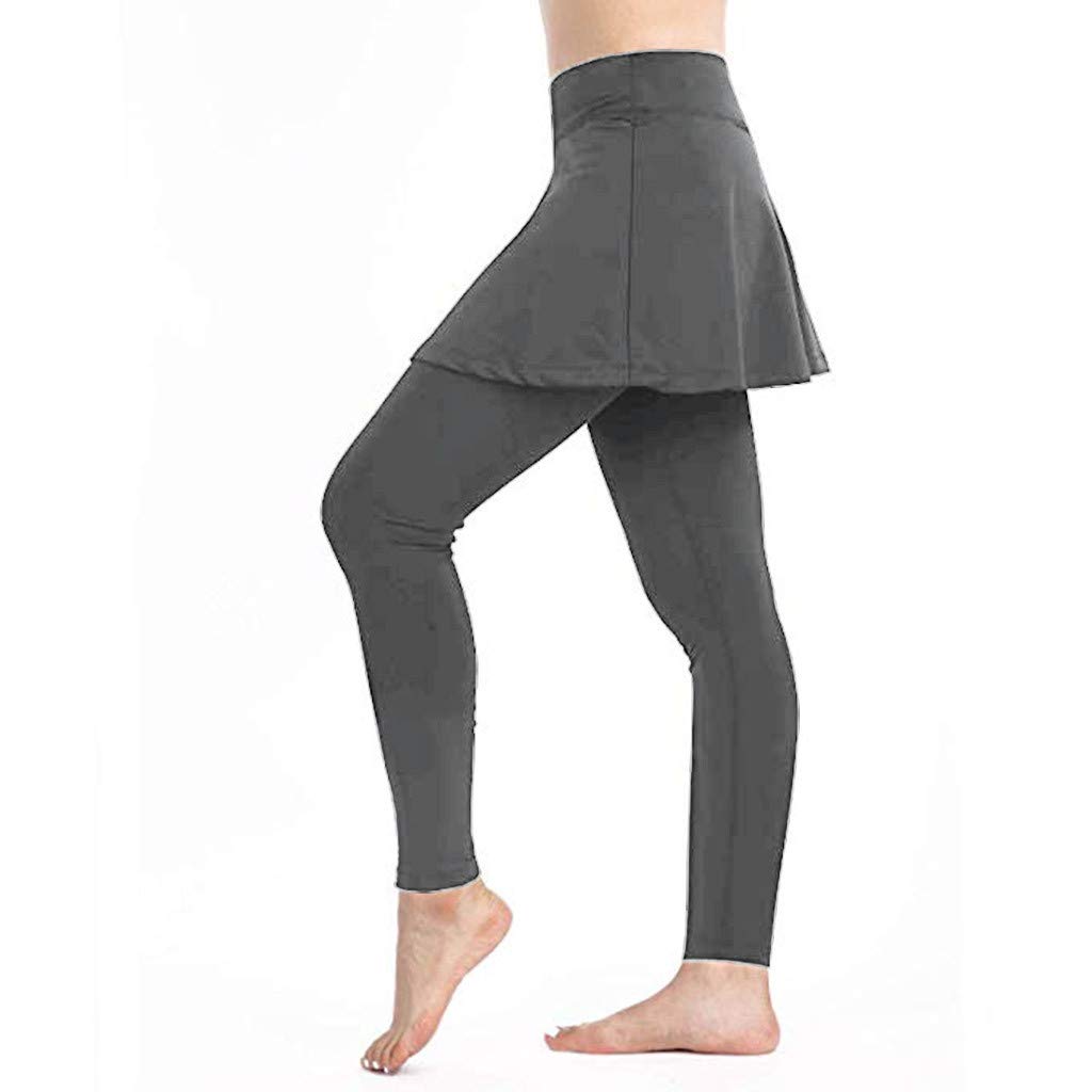 Fake Two High Waist Sports Skirt Pants Slim Yoga Leggings Training