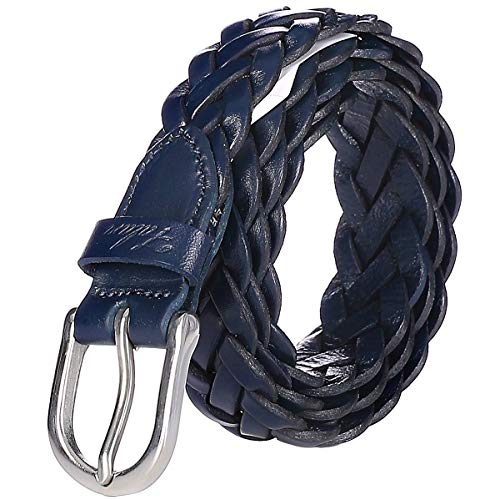 Falari Women's Leather Braided Belt Stainless Steel Buckle 6007-16 Colors