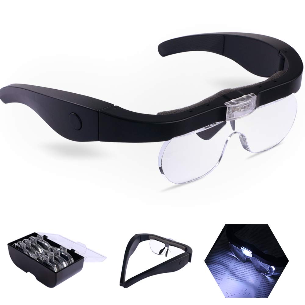 Magnifying Glasses with Light 2 LED Lighted Magnifier Eyeglasses