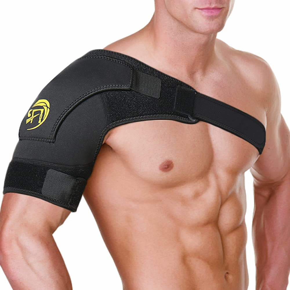 Adjustable Shoulder Brace Support - For Men Women Rotator Cuff Dislocated  Joints, Labrum Tear, Frozen Arm, Bursitis, Muscle Pain Relief, Fits Both  Right or Left, Black, One Size : : Health 