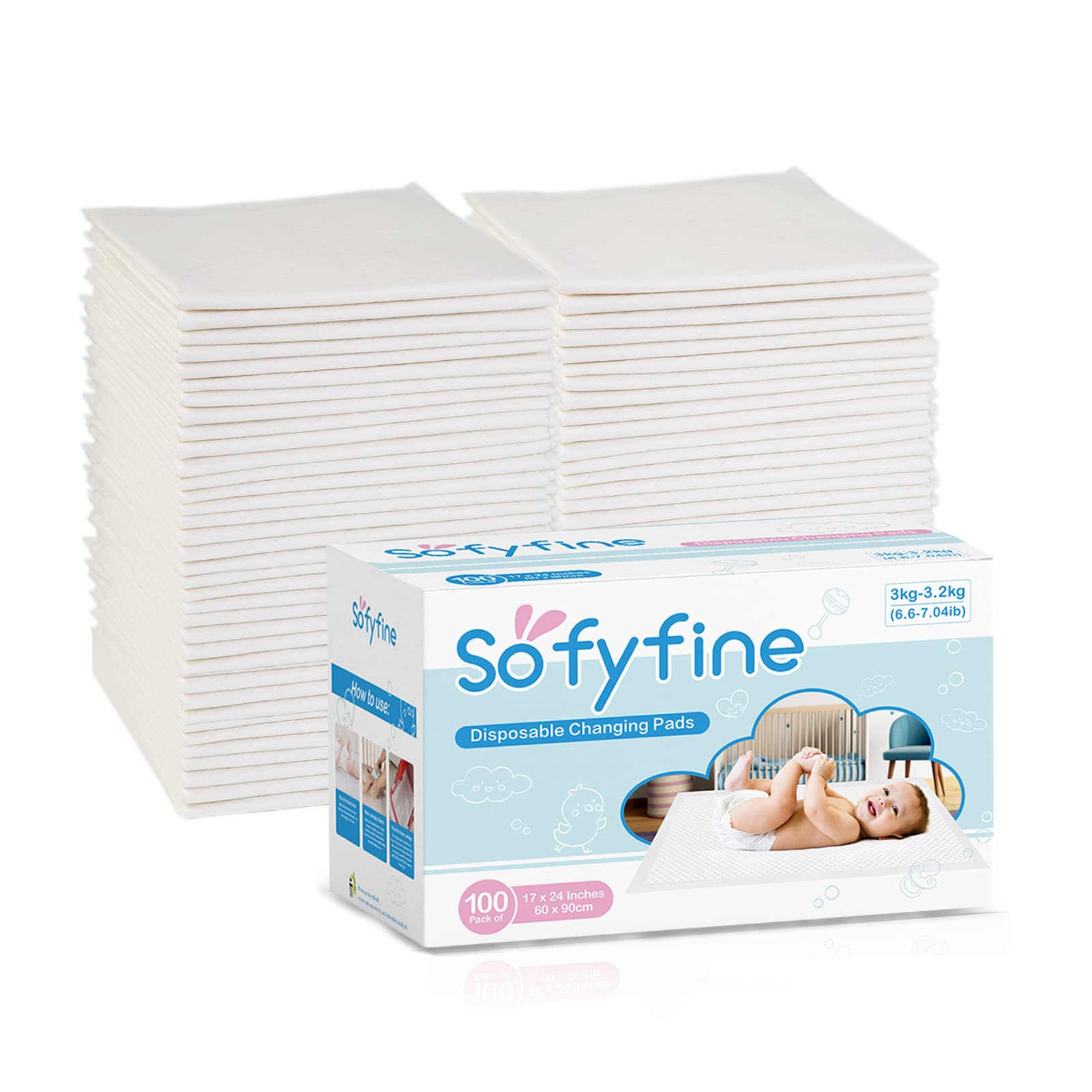 SOFYFINE Disposable Underpads 23X36 (100 Count), Ultra Absorbent