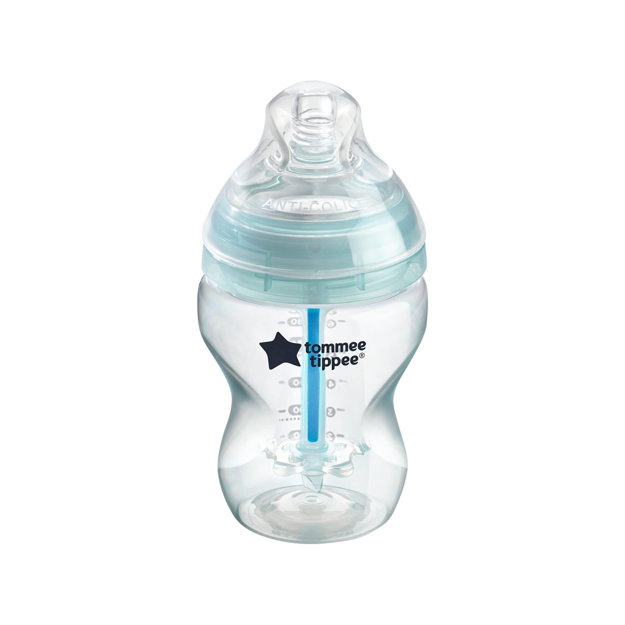 Tommee Tippee Anti-Colic Baby Bottle, Slow Flow Breast-Like Teat and Unique  Anti-Colic Venting System, 260ml, Pack of 1, Clear