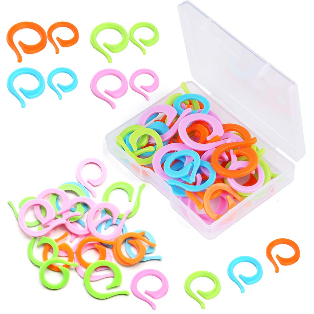 Knitting Crochet Markers with Plastic Box 20 Pcs Small + 20 Pcs Large Stitch  Marker Ring Sewing Accessories for DIY and Handmade Crafts 40 PCS