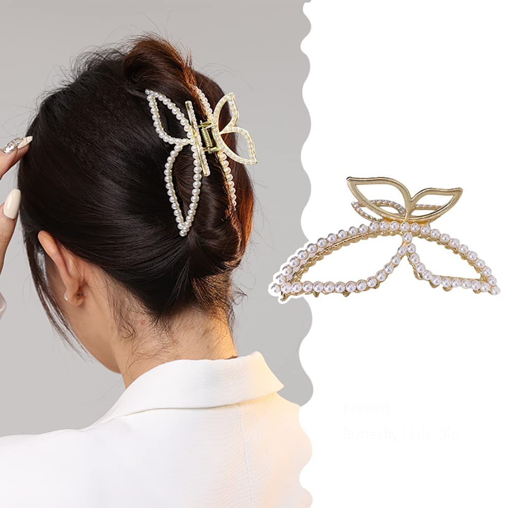 GITGRNTH Pearl Btterfly Hair Claw Clip Tassel Butterfly With Crystal Fancy  Pearl Elastic Cotton Hair Band : : Jewellery