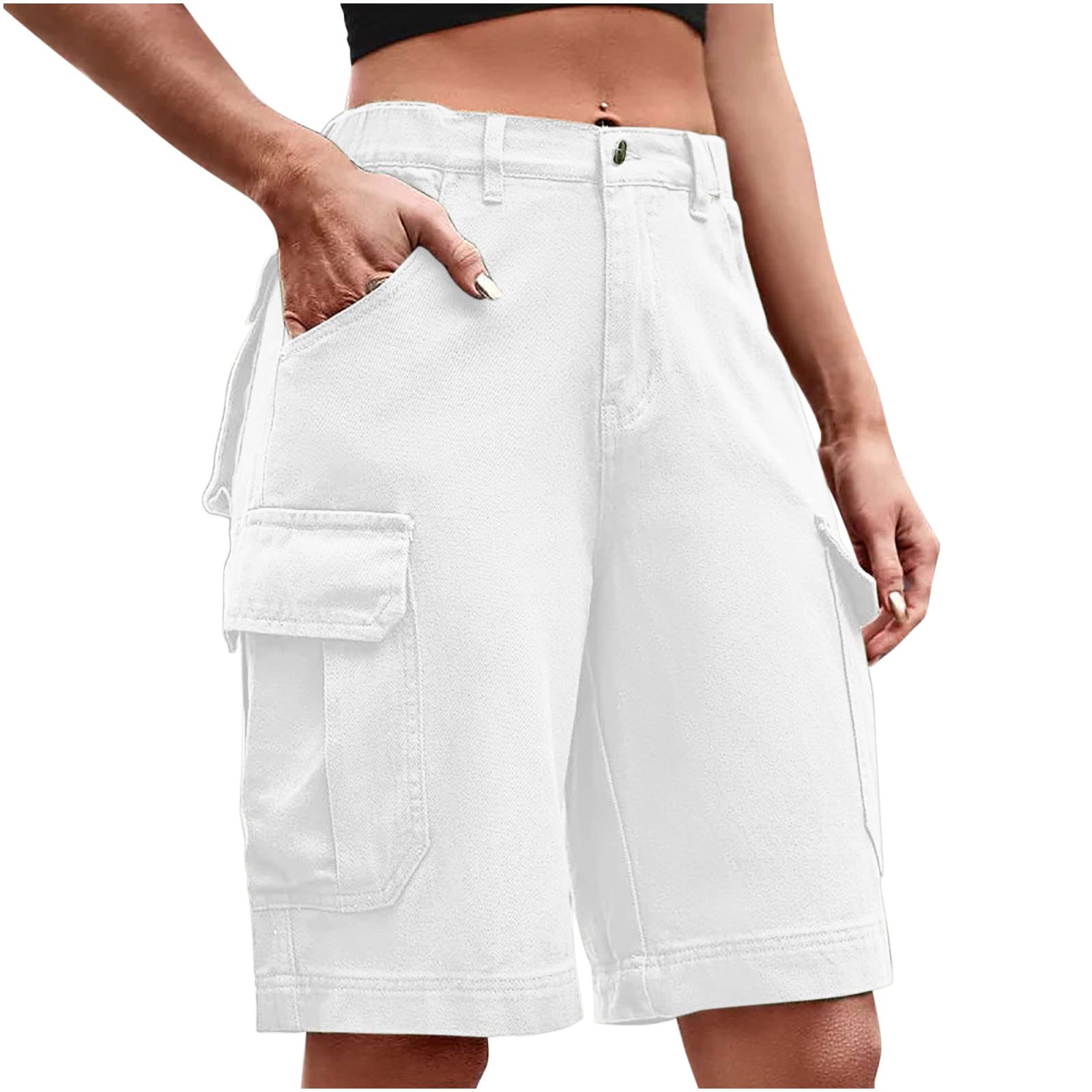 Women's Elastic Waist Shorts in White
