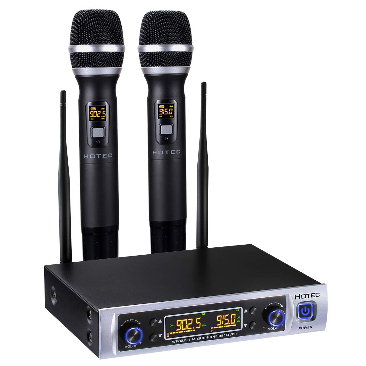 HOTEC Wireless Microphone System Metal Dual UHF Cordless Dynamic