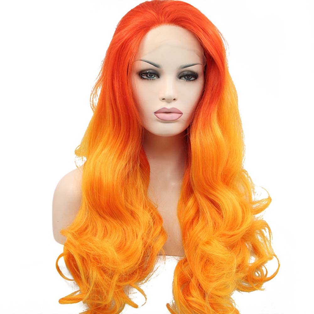 Melody Wig Orange Ombre Synthetic Lace Front Wigs Red Orange Body