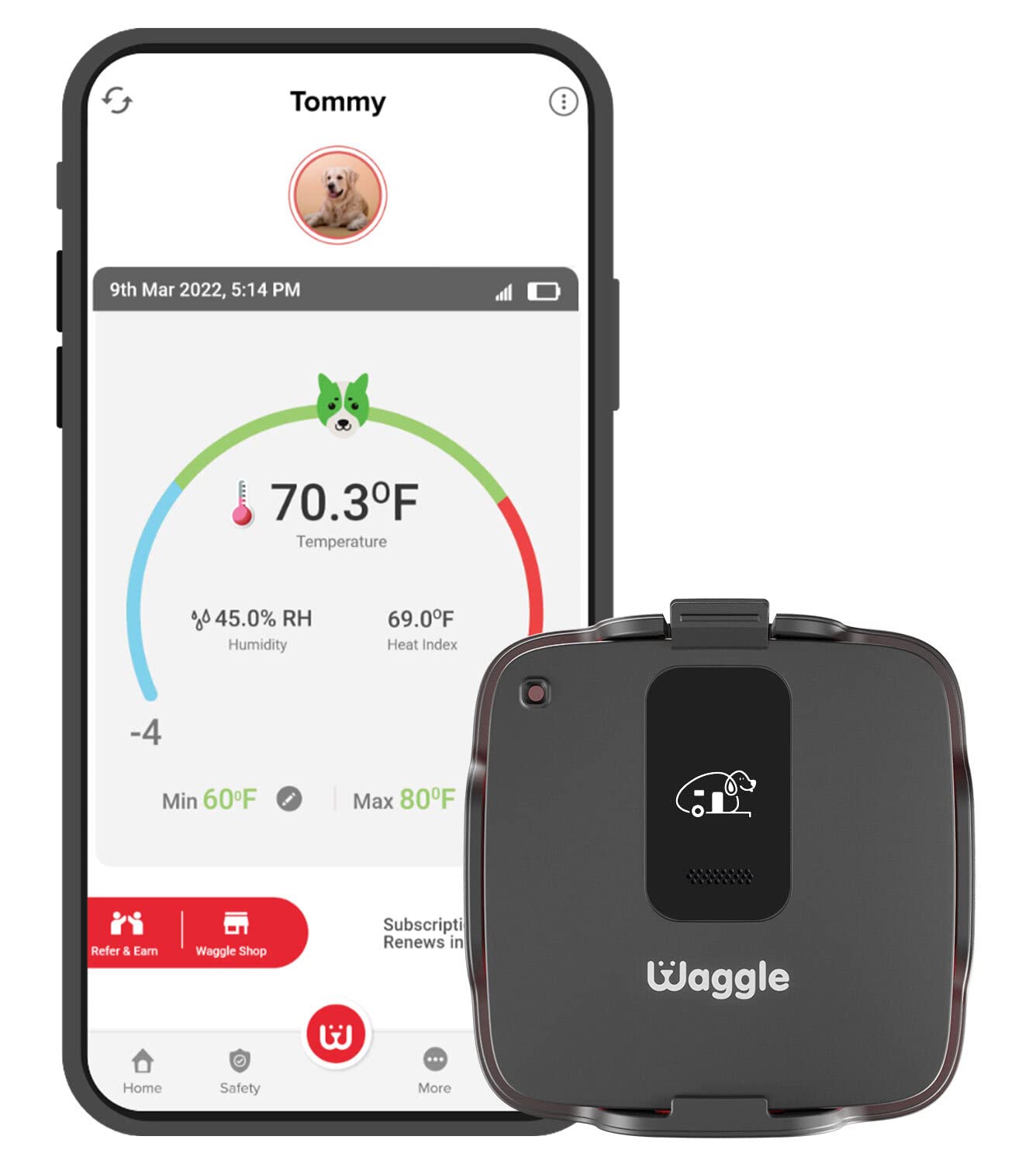 Waggle RV/Dog Safety Temperature & Humidity Sensor | Wireless Pet Monitoring System Verizon Cellular Instant Alerts on Temp/Humidity/Power Loss Via