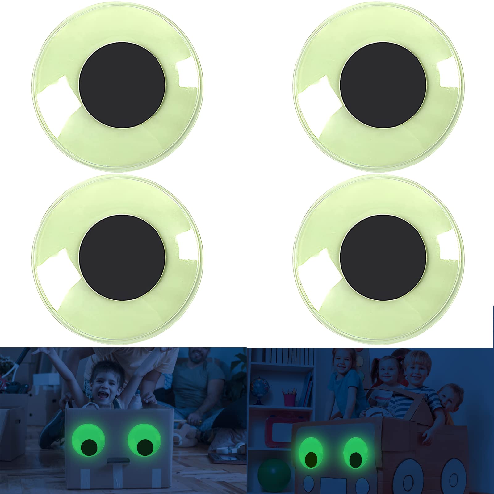 Abbraccia Glow in The Dark Eyes Self Sticky Round Paste on Luminous Sticker Wiggly Eyes Googly Wiggle Eyes for Scrapbooking Halloween Crafts Soft Toys 8mm