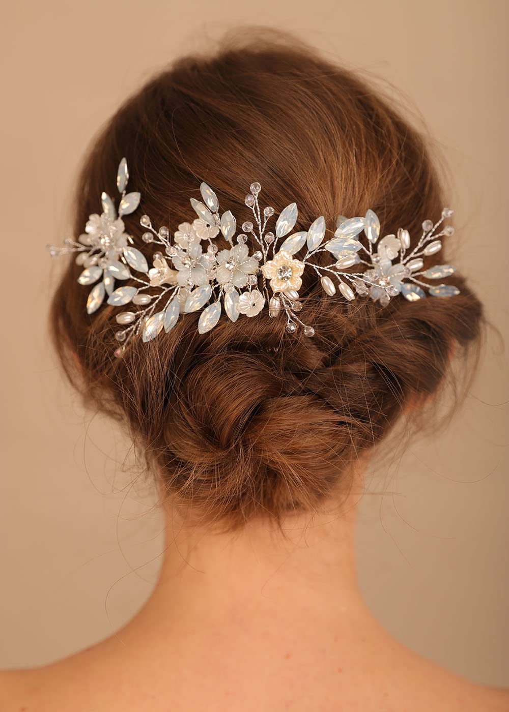 Wedding Hair Comb Silver Rhinestones Opal Crystal Vintage Bridal Hair Clips