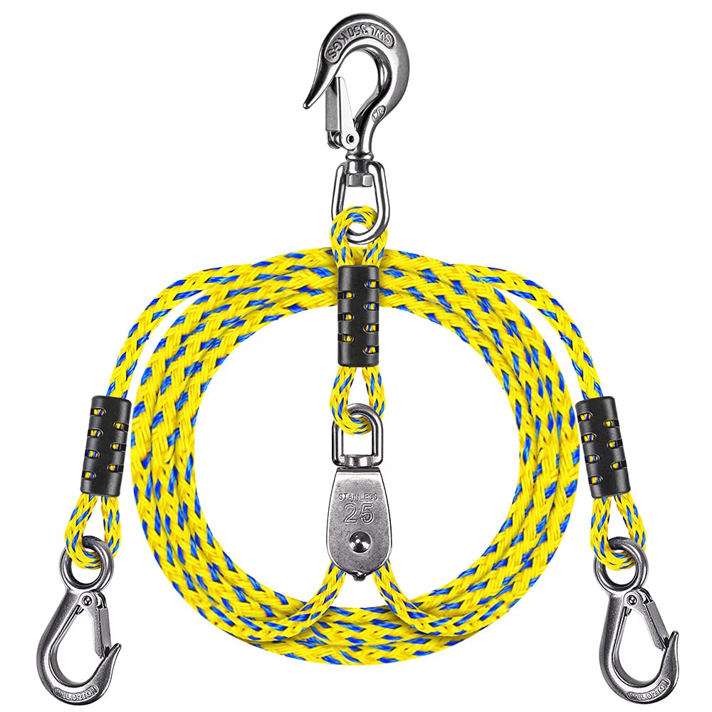 24 ft Heavy Duty Boat Tow Harness, Boat Tow Ropes, Easy Connection w/ 3 Stainless  Steel Larger Hooks, SELEWARE