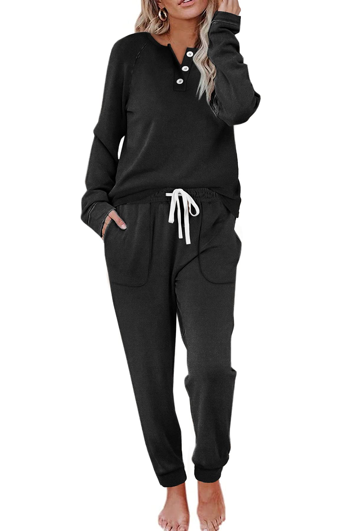 Two Piece Outfits For Women Jogging Suits Long Sleeve Sweatsuit Casual  Jogger Tracksuit Pants Sets Dark Gray White Navy Blue XL