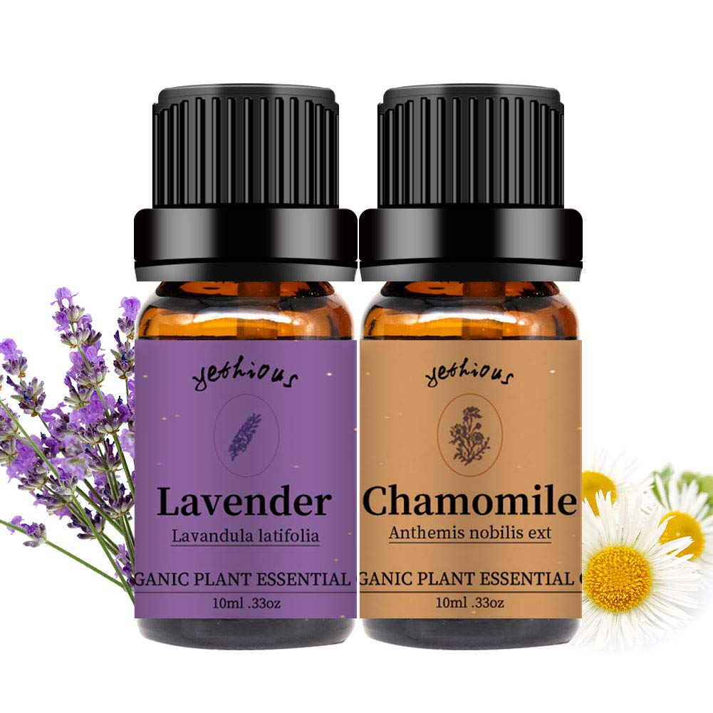 Yethious Chamomile Lavender Essential Oil Set Pure Chamomile Lavender Aromatherapy Oils 2 Pack Organic Chamomile Essential Oil for Diffuser Chamomile