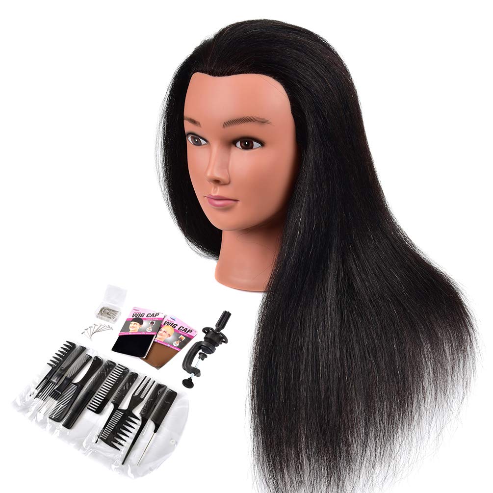 Cosmetology Mannequin Head with Human Hair, Premium 100% Real Human Hair  Mannequin Manican Heads, Maniquins Manikin Head with Human Hair Styling  Braiding Practice (14 Natural Black #1B)
