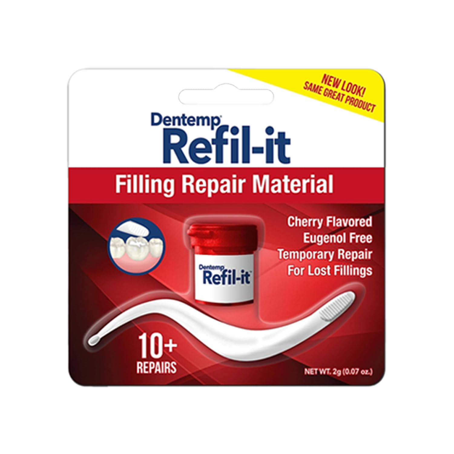 DENTEMP - Refil-It - Dental Repair Kit - Temporary Tooth Filling - Cherry  Flavored - Easy to Use - 10+ Repairs - Eugenol Free - Long-Lasting Dental  Cement - Tooth Pain Relief - Ideal for Travel - 3g 2 Count (Pack of 1)