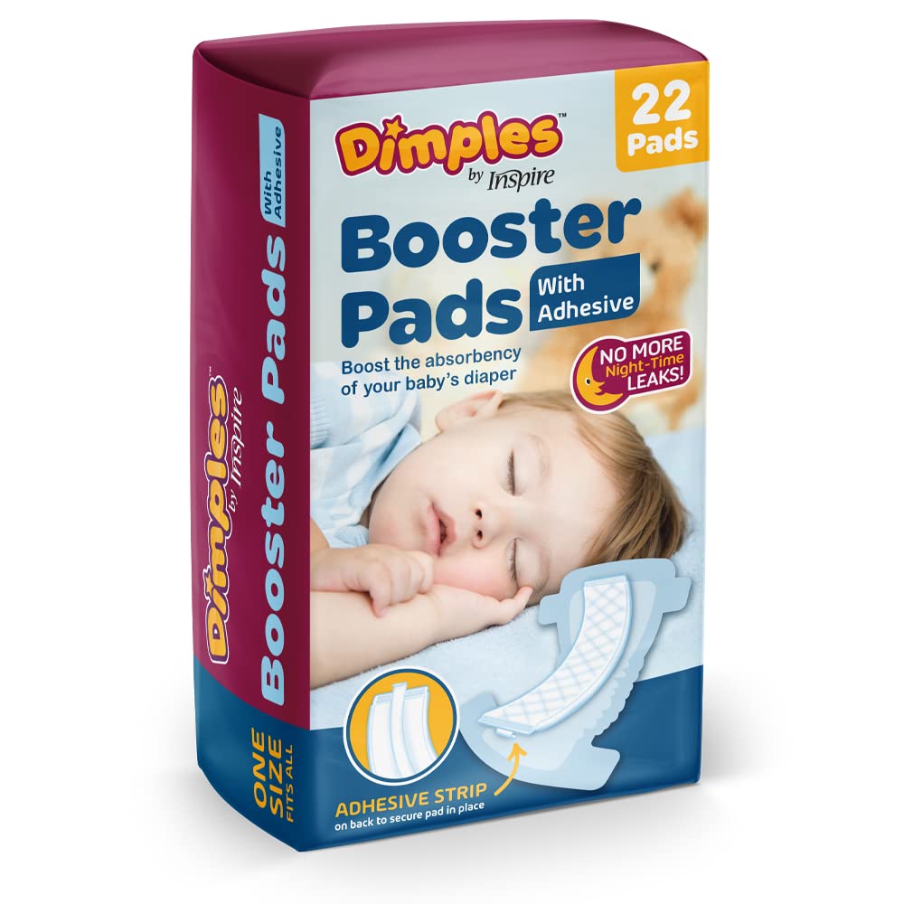 Dimples Booster Pads, Baby Diaper Doubler with Adhesive - Boosts Diaper  Absorbency - No More leaks (with Adhesive for Secure Fit) (22 Count)